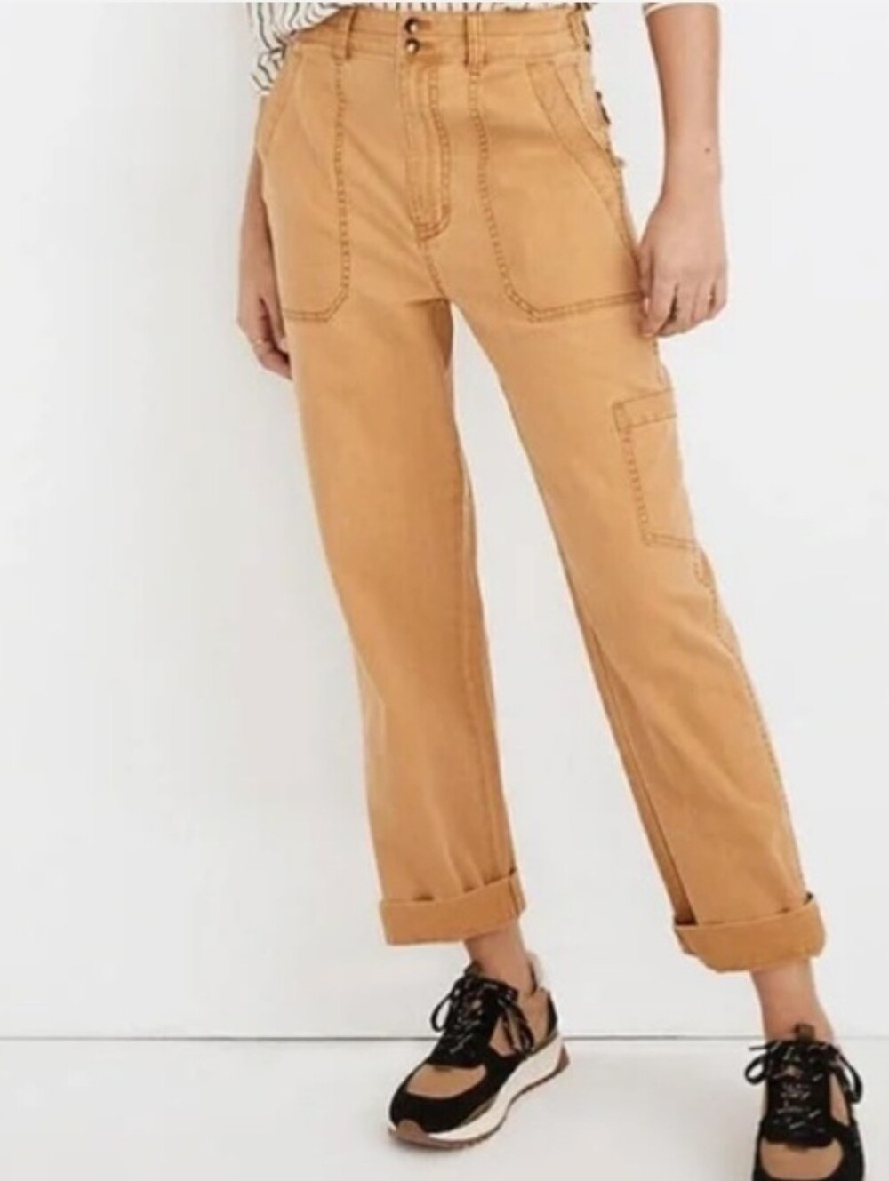 Madewell Dark Ochre Tan Military Straight Cargo Carpenter Pants 26 - Style MB288